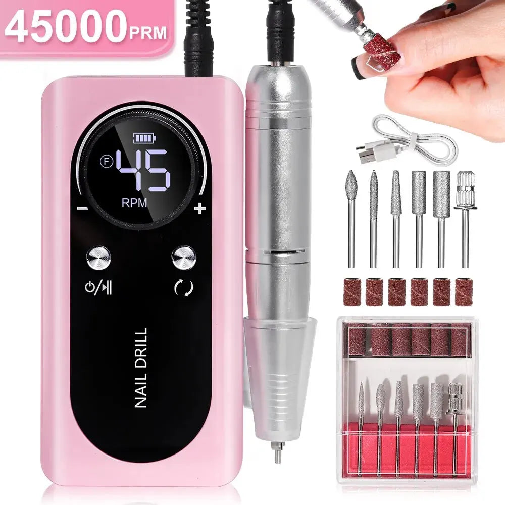 Stornfield | Professional Portable Electric Nail File 45000RPM with Rechargeable Battery | Low Noise Level for Manicure