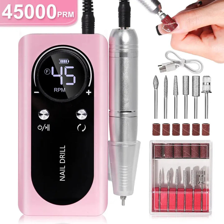 Stornfield | Professional Portable Electric Nail File 45000RPM with Rechargeable Battery | Low Noise Level for Manicure