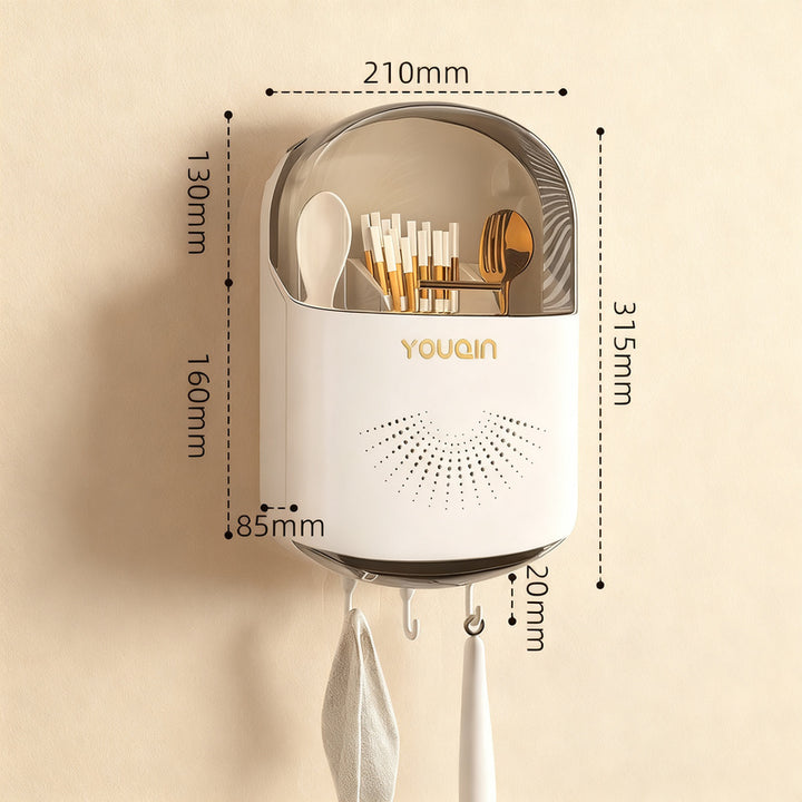 Wall-mounted chopstick holder with lid or open