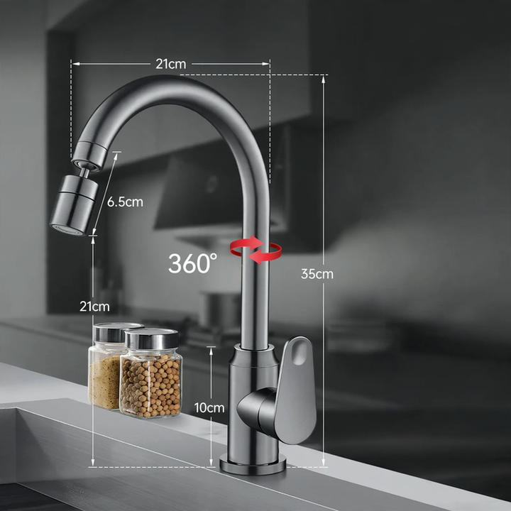 Kitchen faucet with splash guard, single lever operation