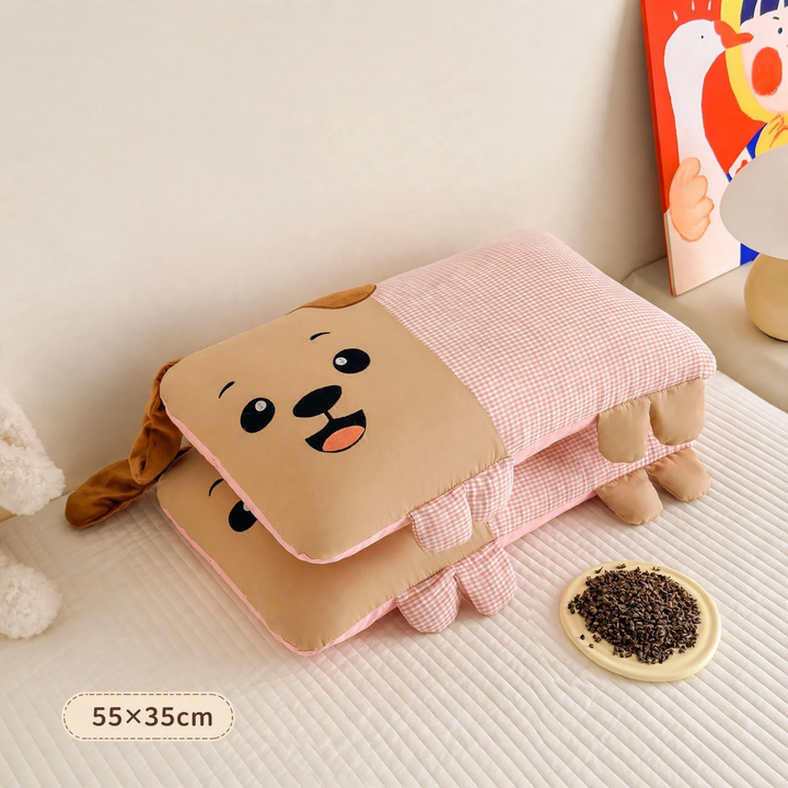 Children's pillow with buckwheat husks, cotton