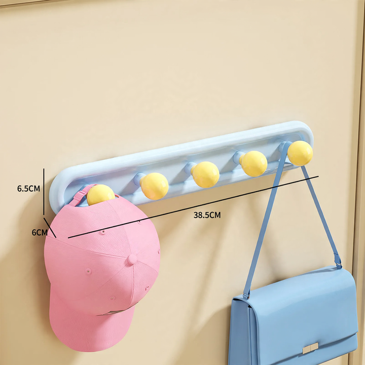 Towel holder with 5 hooks, suction cup or adhesive
