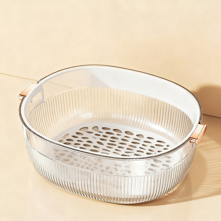 Kitchen sieve and fruit catching bowl, double-layered