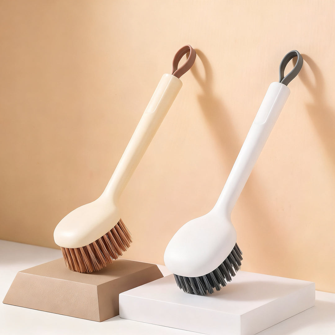 Long handle pot brush, scratch-resistant