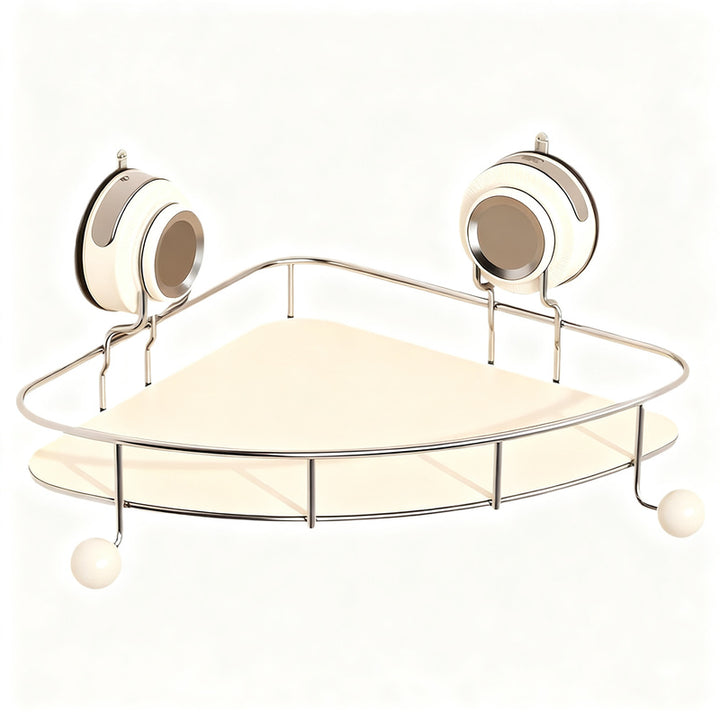 Stainless steel suction cup wall shelf for bathroom