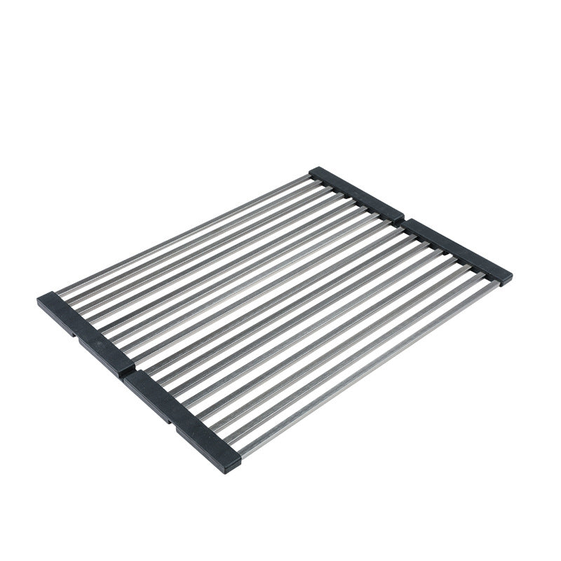 Stainless steel sink rack with rolling grid