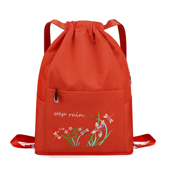 Double Backpack, Nylon, foldable, embroidered