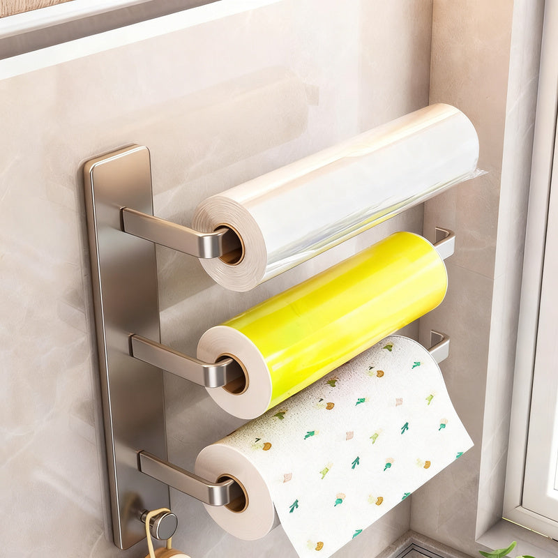Kitchen wall bracket for rolls and towels, metal