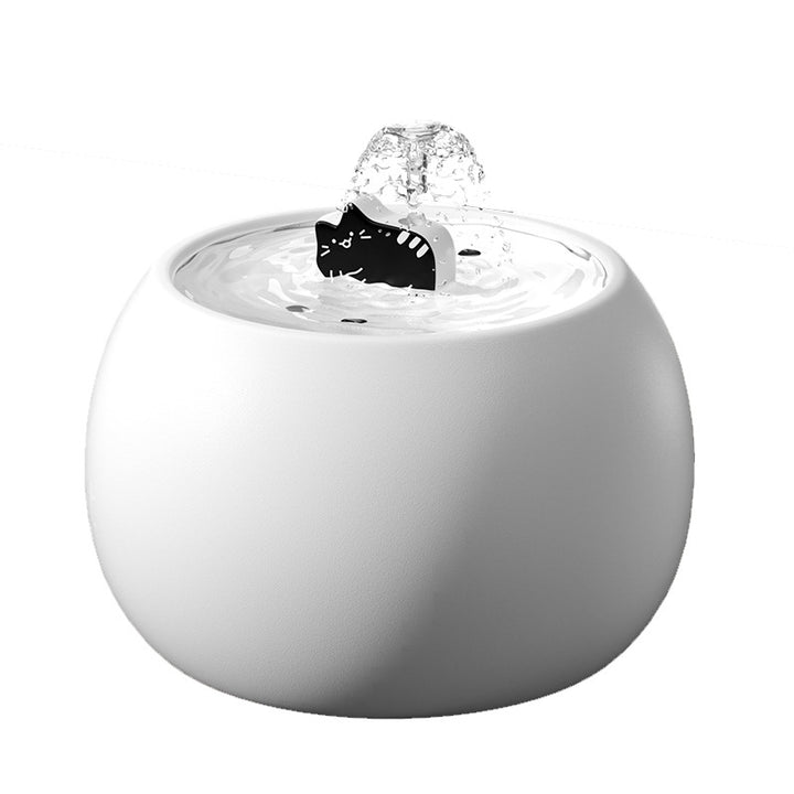 Ceramic water dispenser for cats, round, with circulation