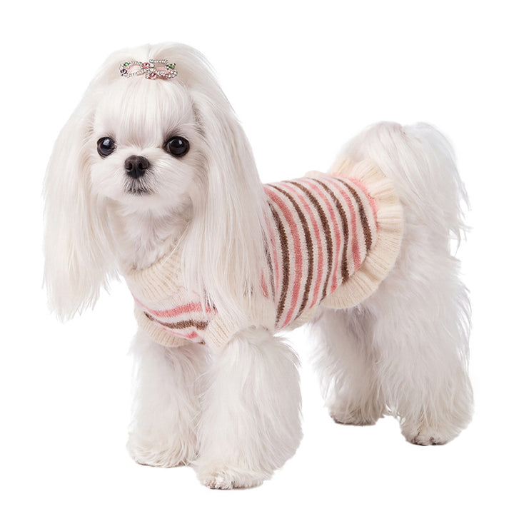 Striped knit sweater for small dogs