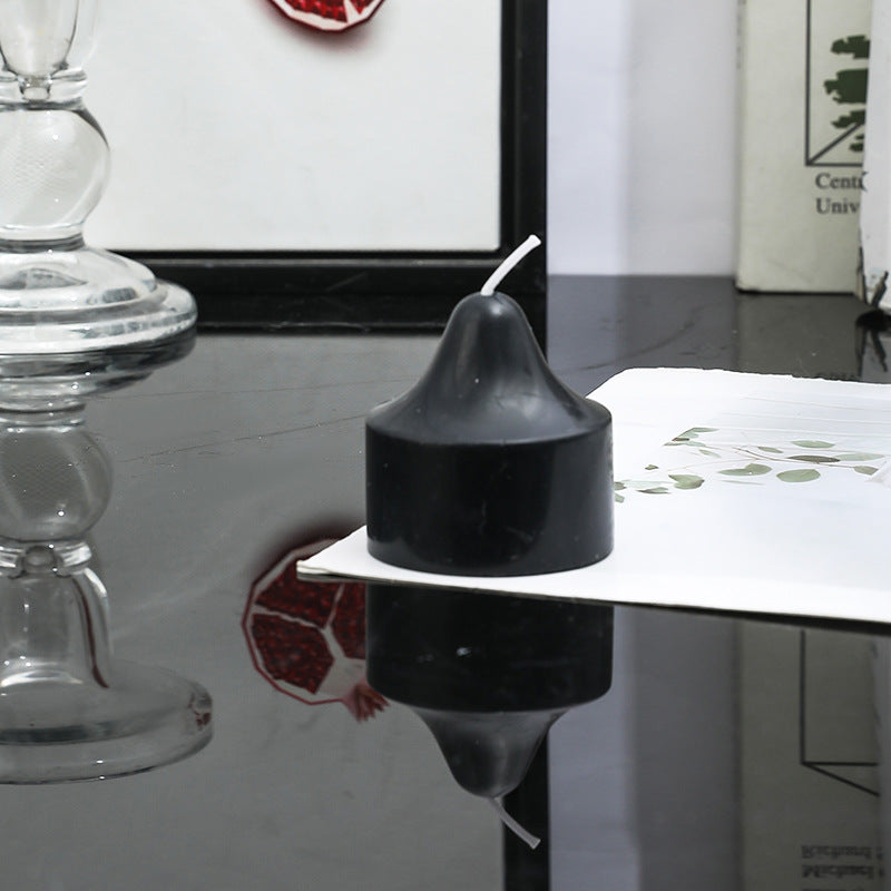 Black scented candle, cylinder with tip, 5×5 to 5×20 cm