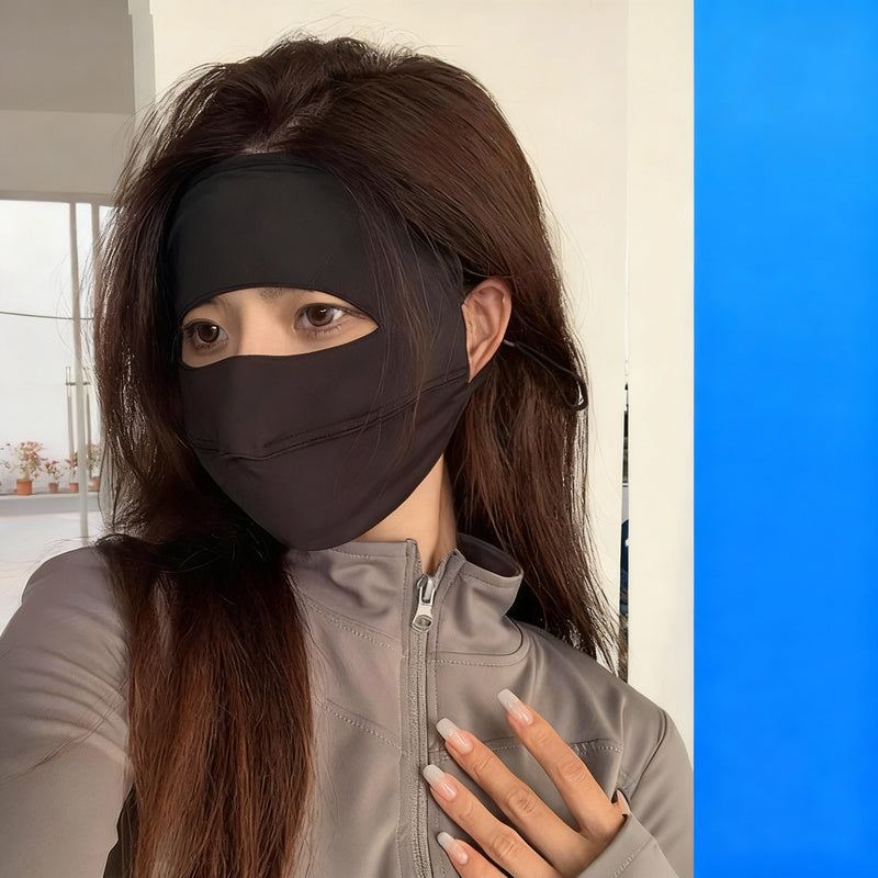 Facemask with UV protection and wind protection