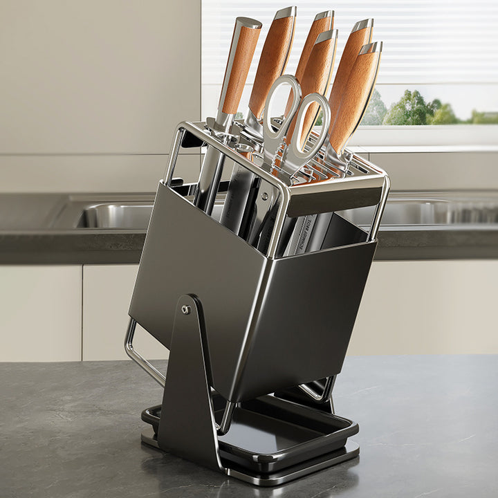 Multifunctional knife block set made of stainless steel