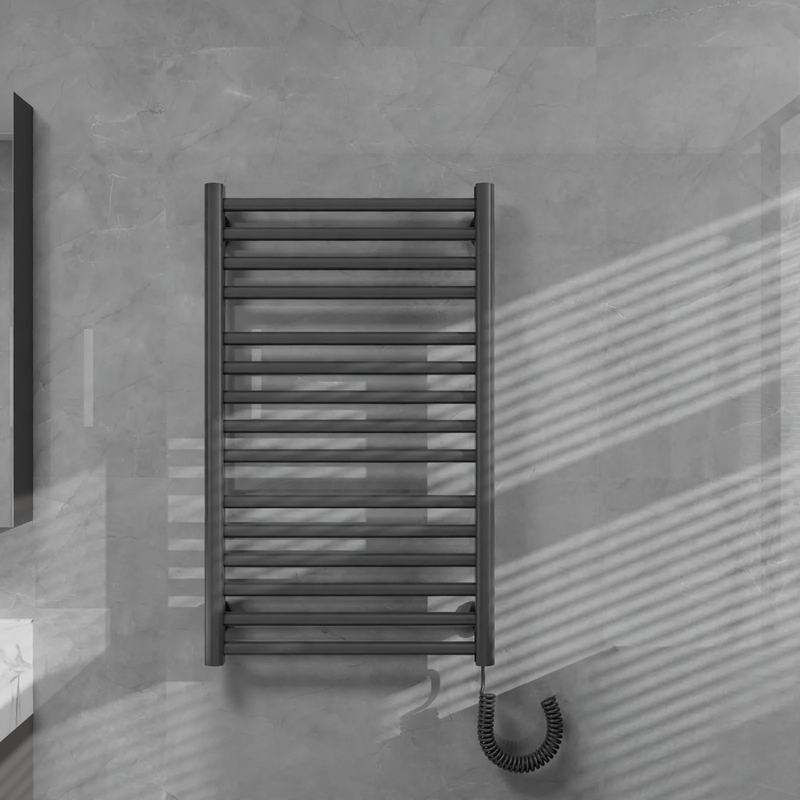 Towel radiator with towel holder, steel construction