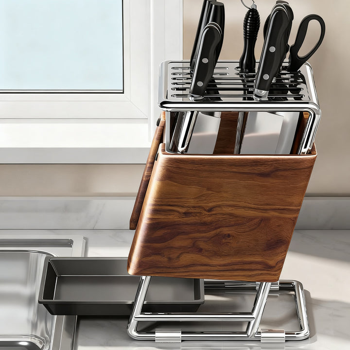 Multifunctional knife holder with wood look