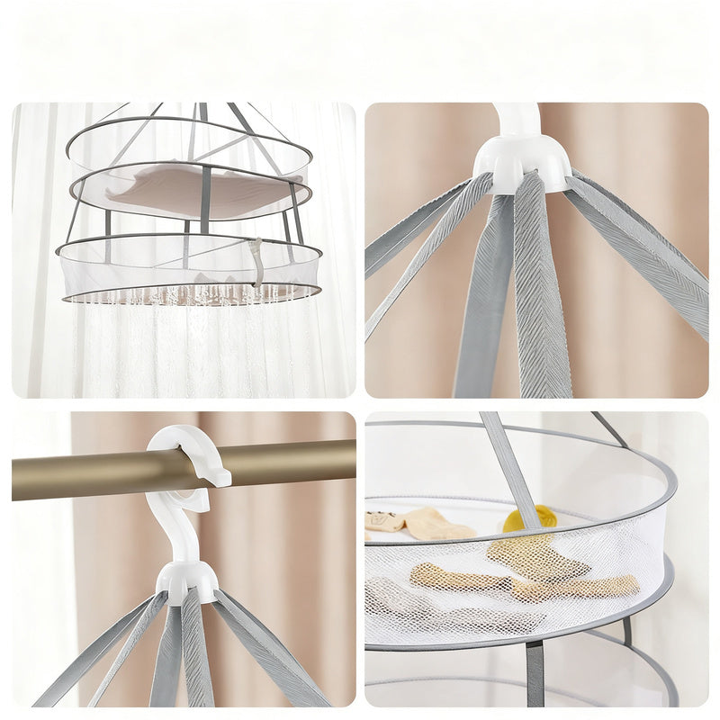 Multi-layer laundry drying nets with edging