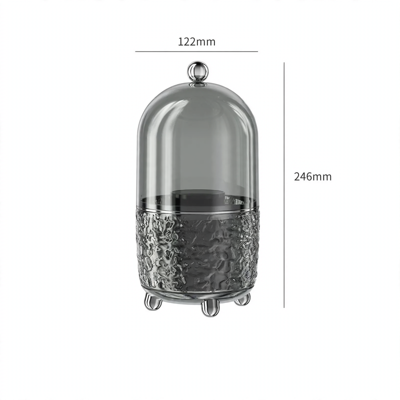 Rotatable cosmetic organizer with dust protection, 8 L