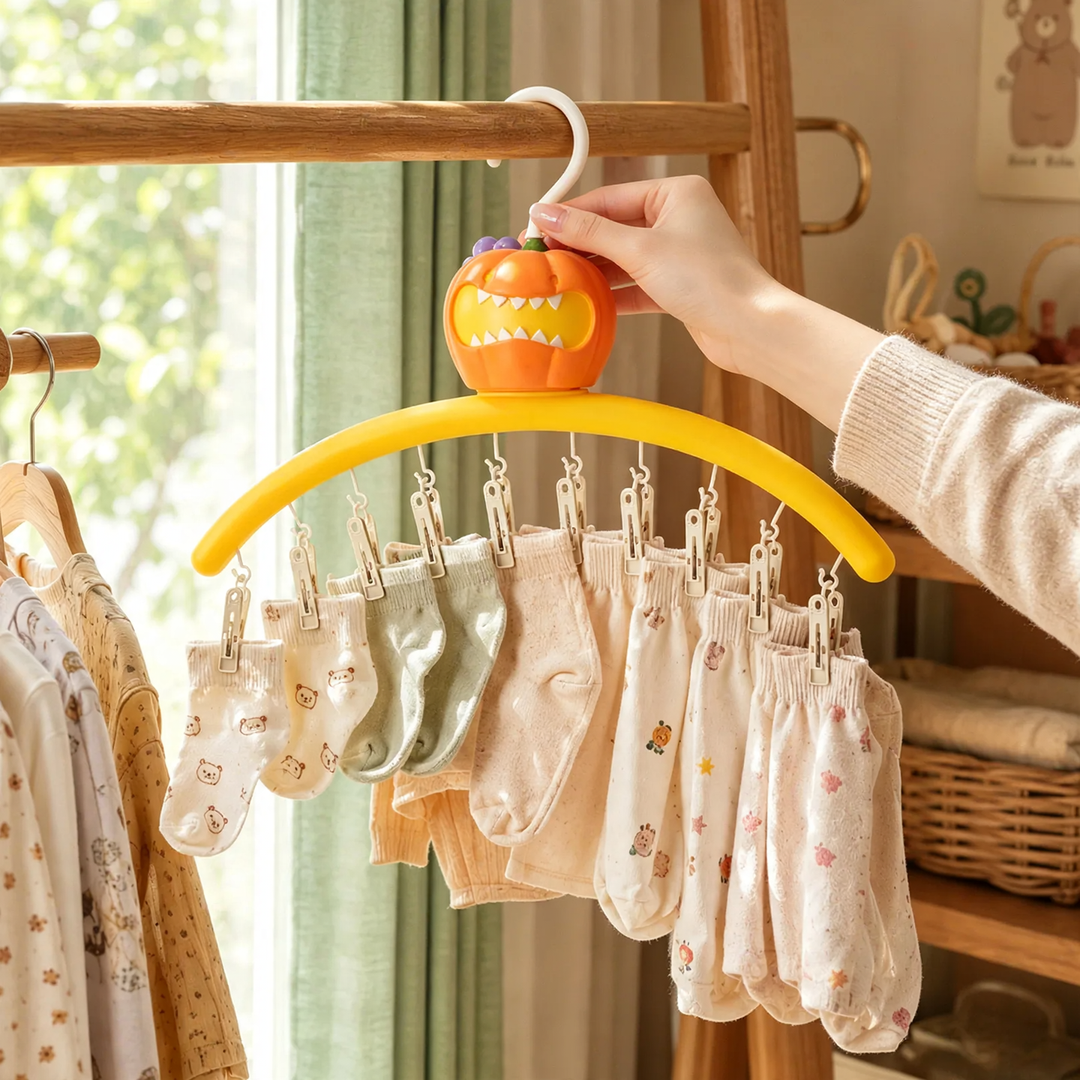Drying rack with clips, pumpkin design