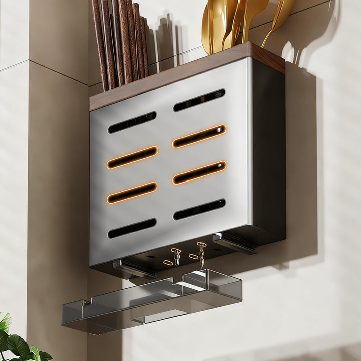 Walnut knife block with chopstick holder