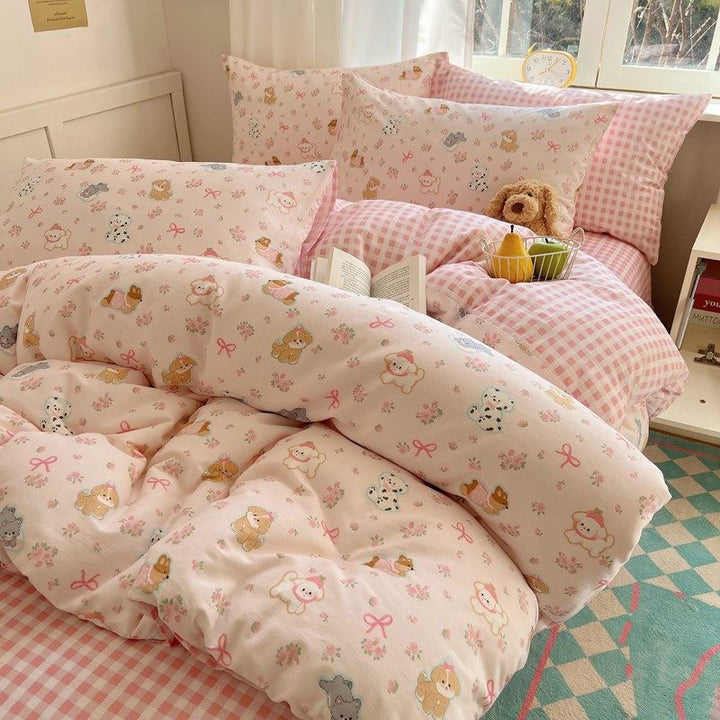 Cotton bedding with cartoon motifs, 4-piece