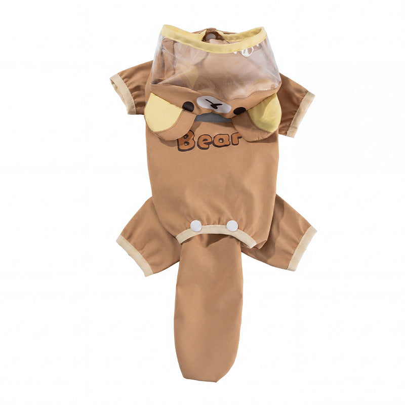 Dog rain jacket with bear motif, four-legged