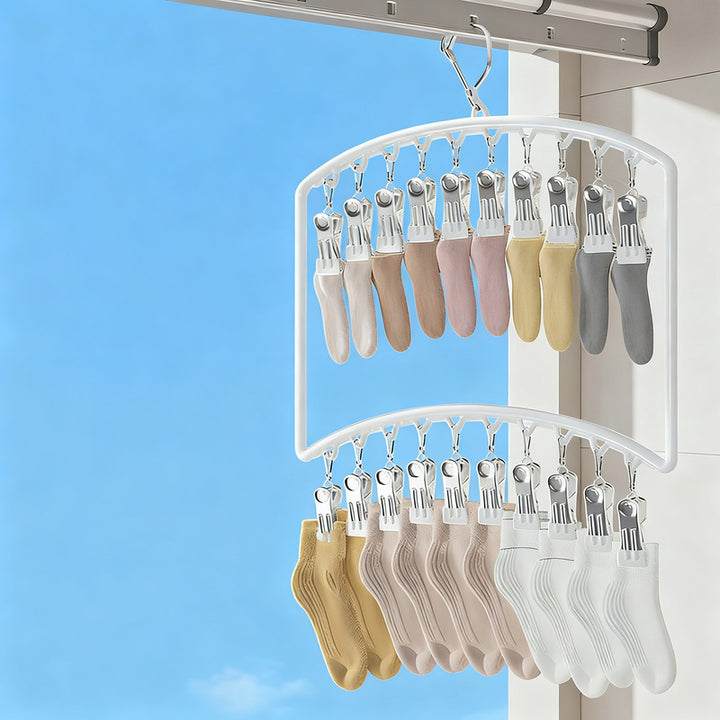 Clothes drying rack with clips for children