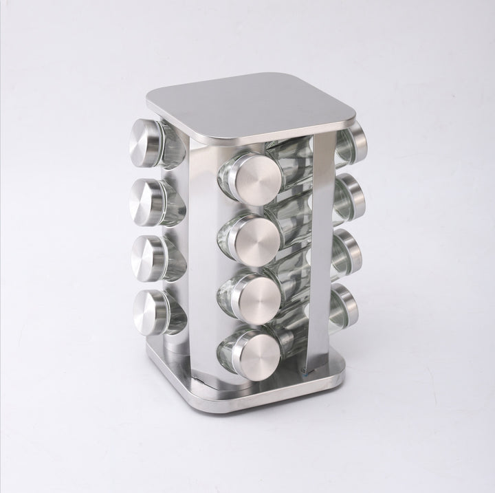 Rotating spice rack made of stainless steel