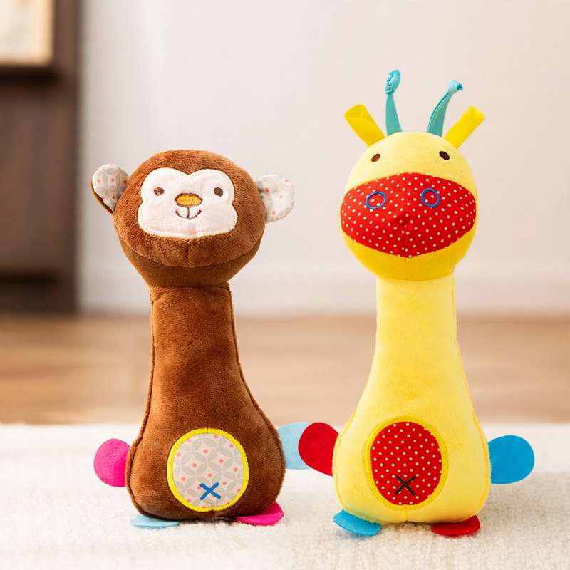 Plush animal toy with squeaker for dogs and cats
