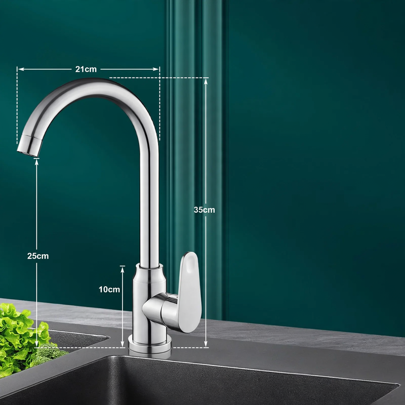 Stainless steel kitchen faucet, swivel, cold and hot water