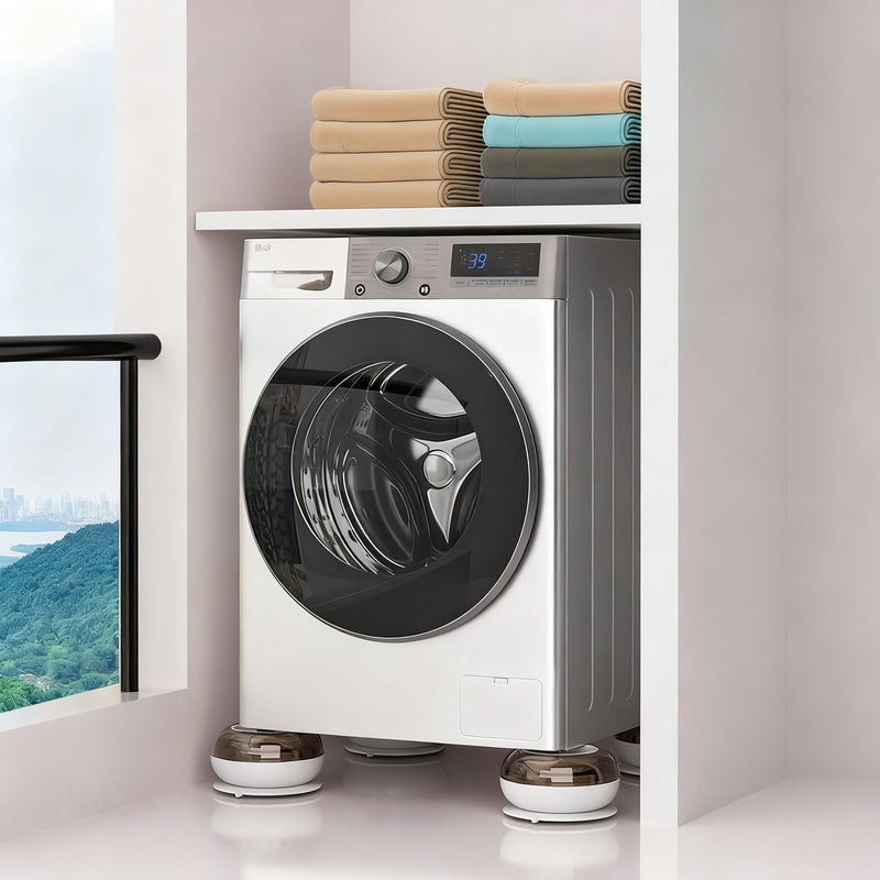 Wedge supports for washing machines with suction cups