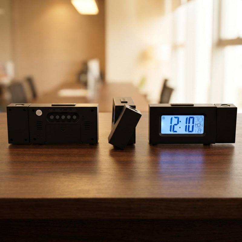 Mini projection clock with LCD display