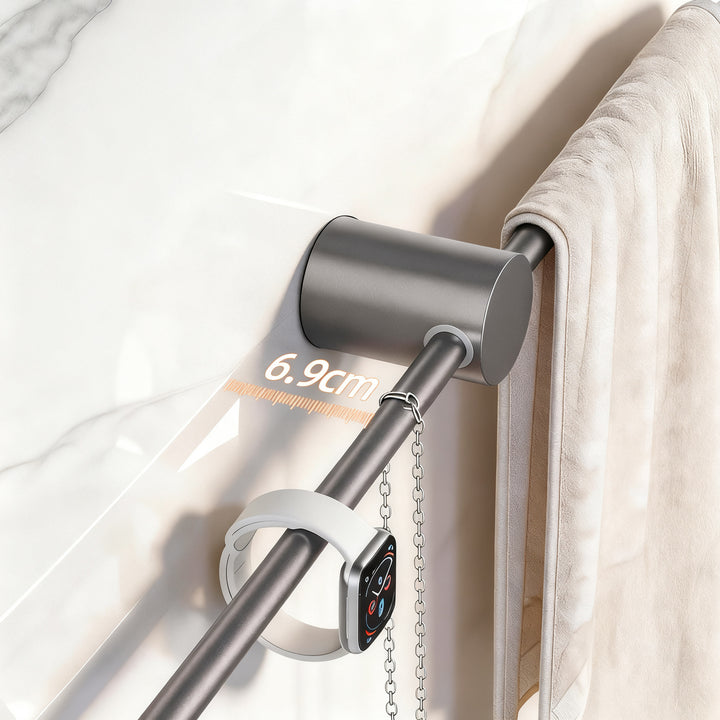 Retractable Aluminum Towel Bar, Gray