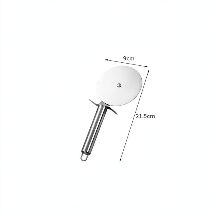 Pizza cutter and cake server made of stainless steel