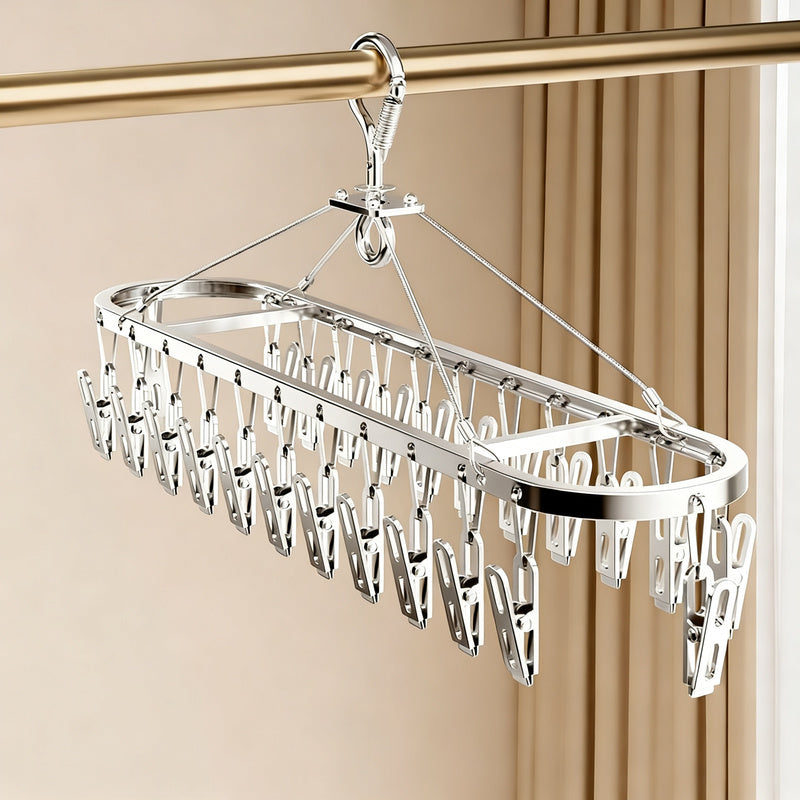 Aluminum drying rack with clips
