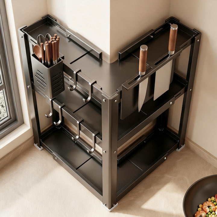 Wall shelf for kitchen, carbon steel, 2–3 tiers