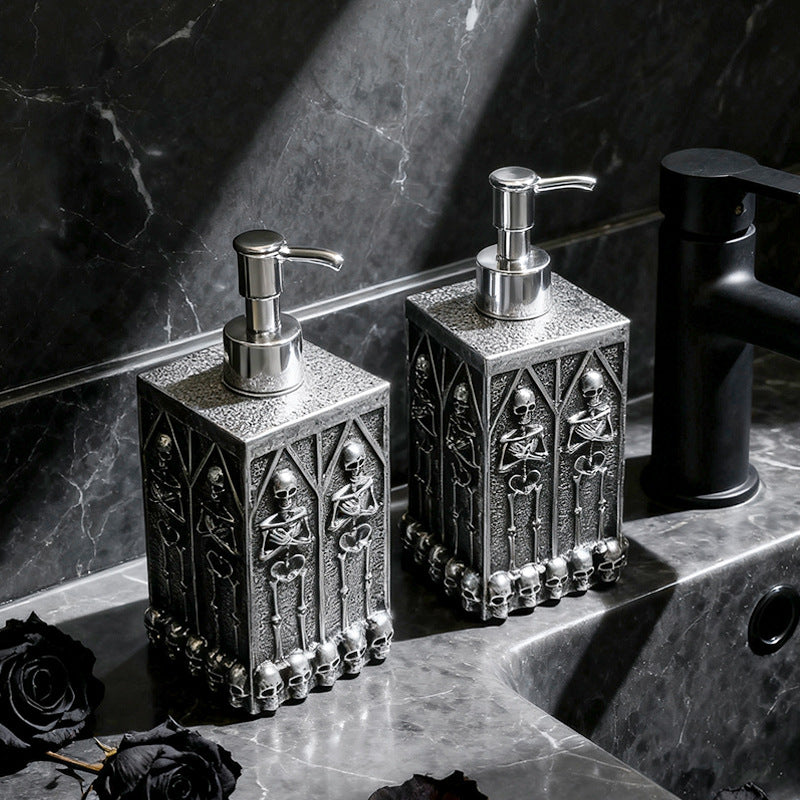 Skull soap dispenser with pump closure