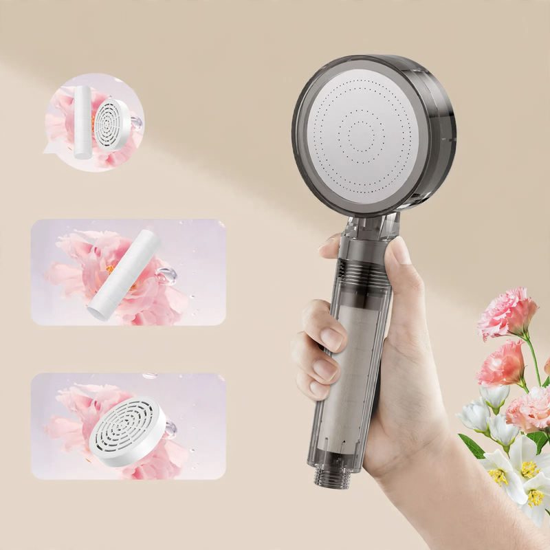 Shower head with filtration system and rain function