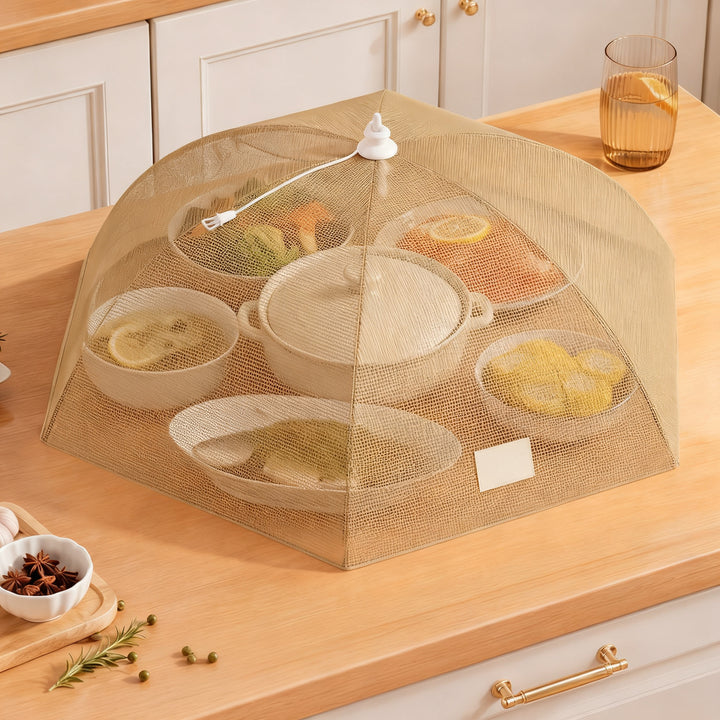 Foldable food cover with anti-germ coating