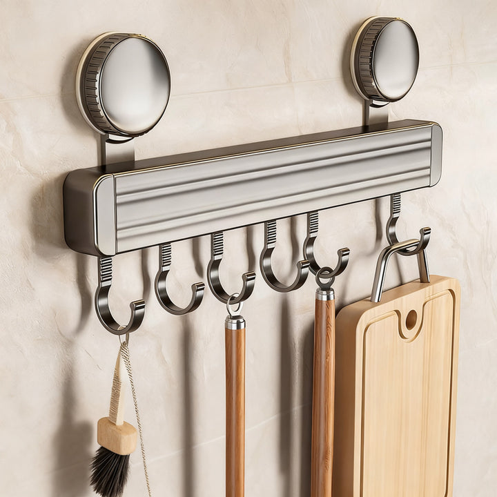 Suction cup kitchen hook rail, wall-mounted