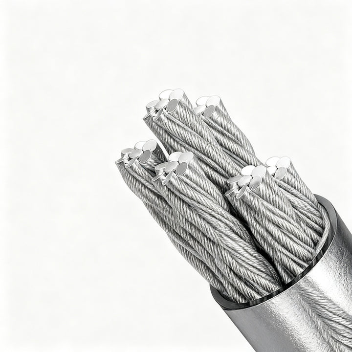 Expandable clothesline made of steel cable, invisible