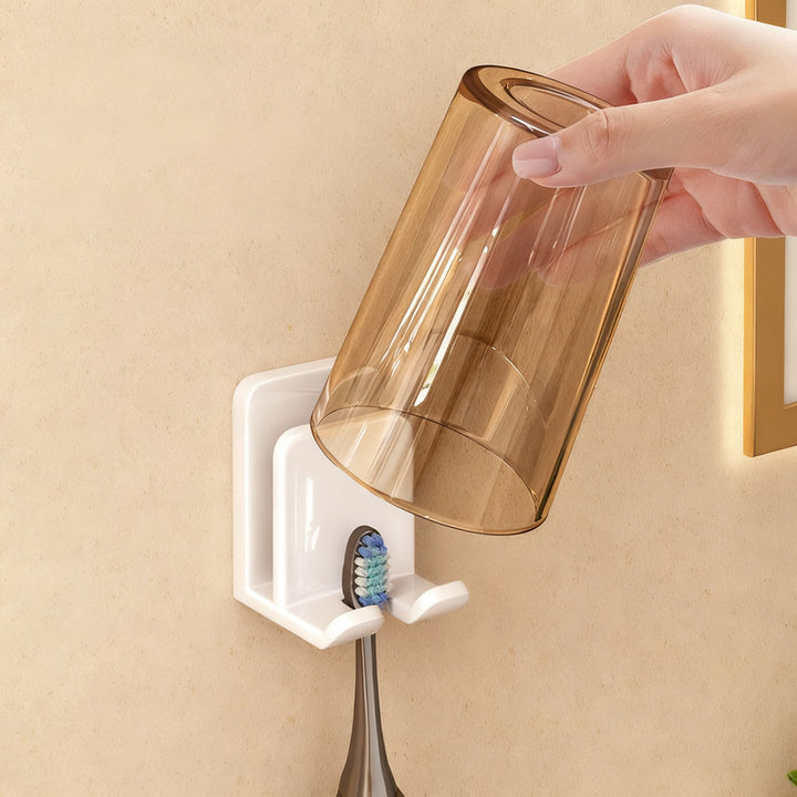 Toothbrush holder with lid, ABS, wall-mounted