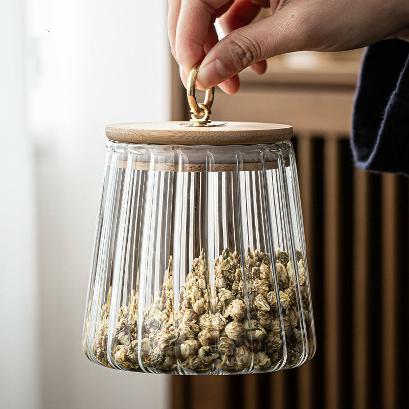 Flower-shaped glass storage, transparent, modern