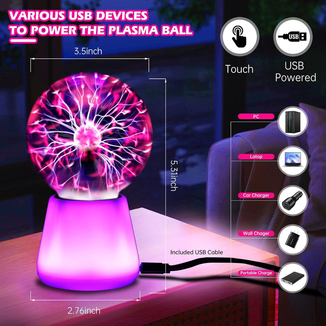 Plasma ball lamp, USB, touch sensor, 7.6×7.6×14 cm