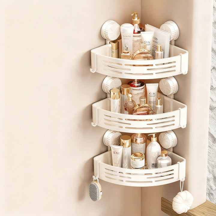 Triangle shelf with suction cup, ABS, for bathroom