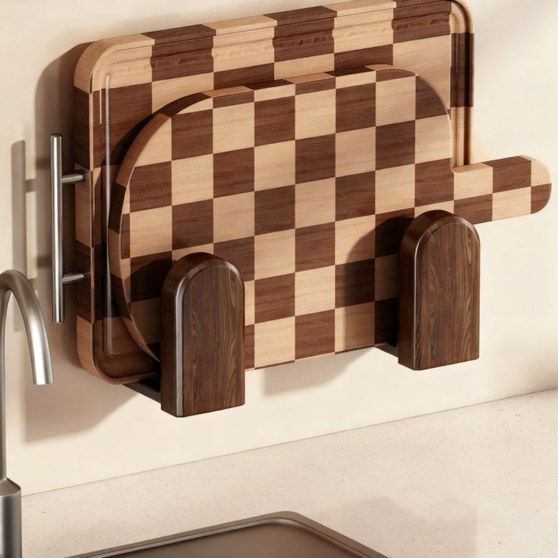 Kitchen shelf walnut look, wall-mounted, no drilling