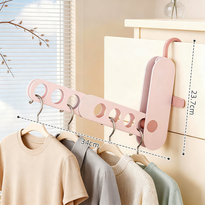 Foldable laundry rack made of plastic, 7 hooks