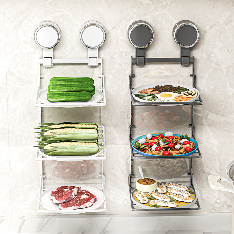 Suction cup preparation shelf, stainless steel, three-layer
