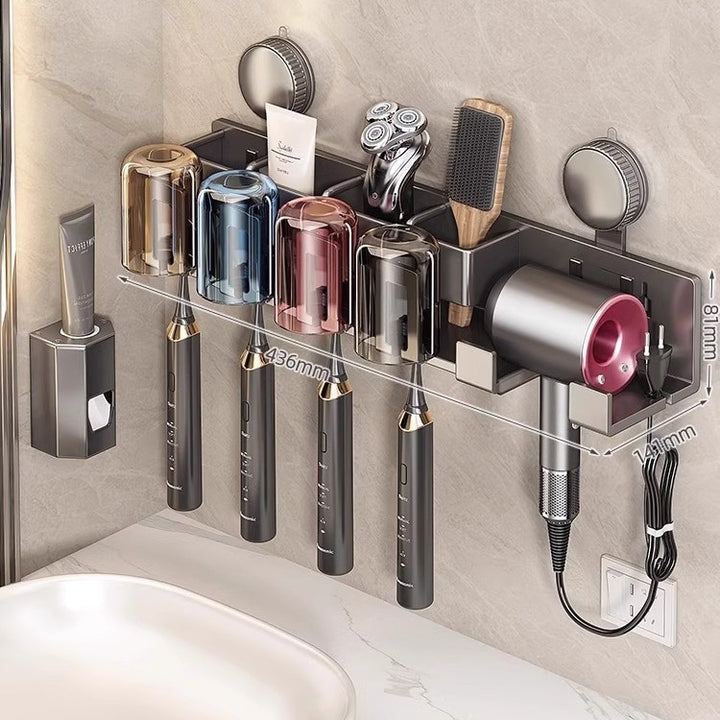 Suction cup holder for hair dryer and bathroom accessories