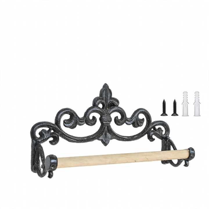 Cast iron wall bracket for towels and paper