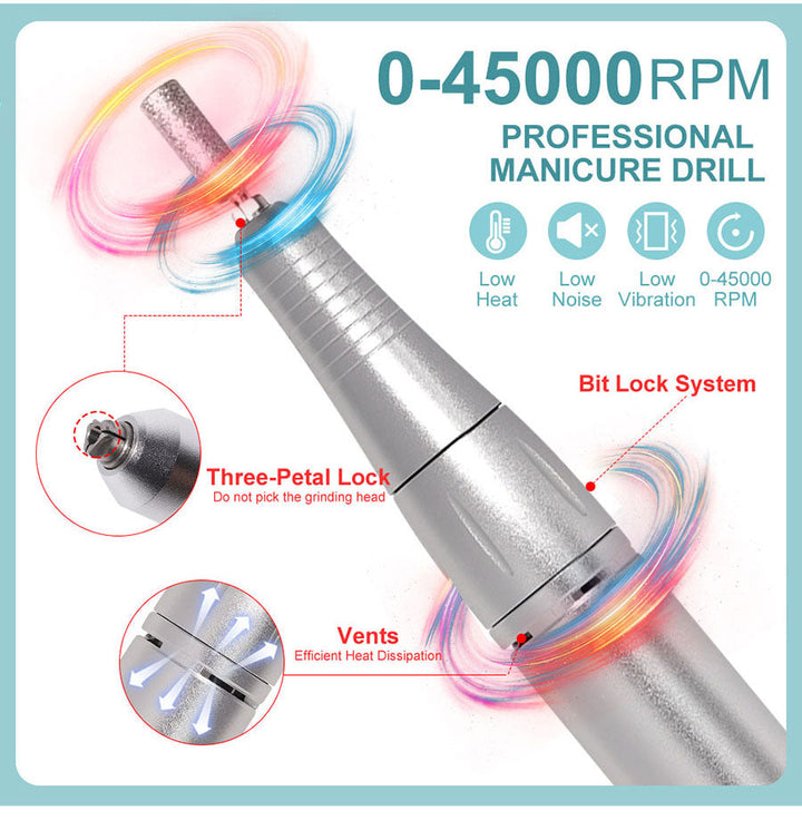 Stornfield | Professional Portable Electric Nail File 45000RPM with Rechargeable Battery | Low Noise Level for Manicure